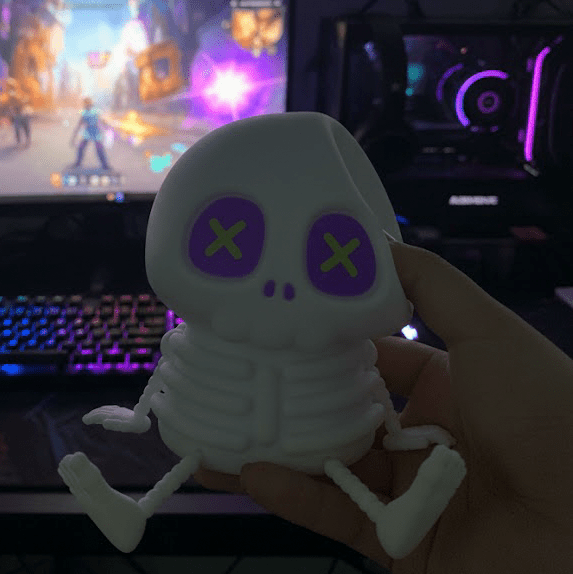 UNEEDE Squishy Skeleton Night Light, Super Cute Skull Silicone Lamp, Funny Ghostly Friend Lamp, Stress-Relief Silicone Body, USB Rechargeable