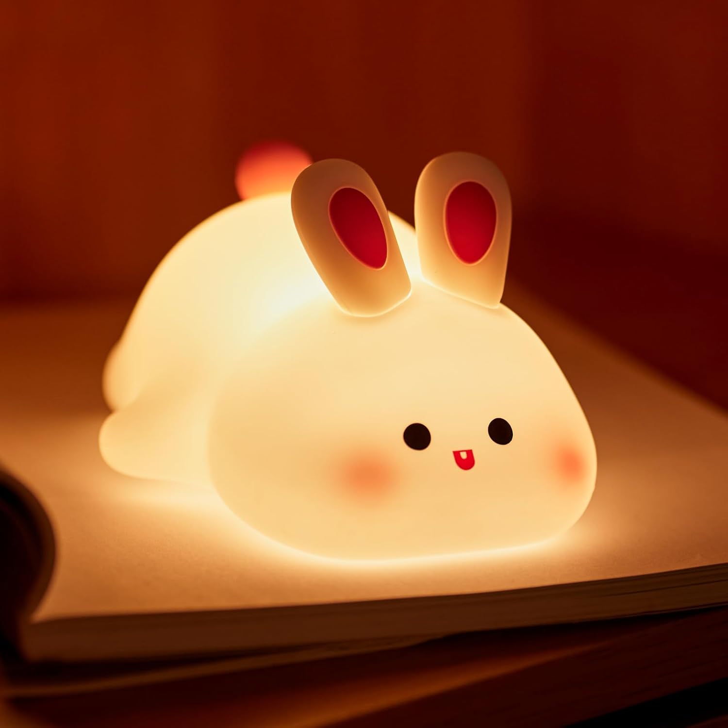 UNEEDE Rabbit Night Light for Kids,Cute Silicone Baby lamp, Dimmable Light up Bunny, Nursery Night lamp,Rechargeable Bunny Nightlight, Bedside Lamp for Breastfeeding