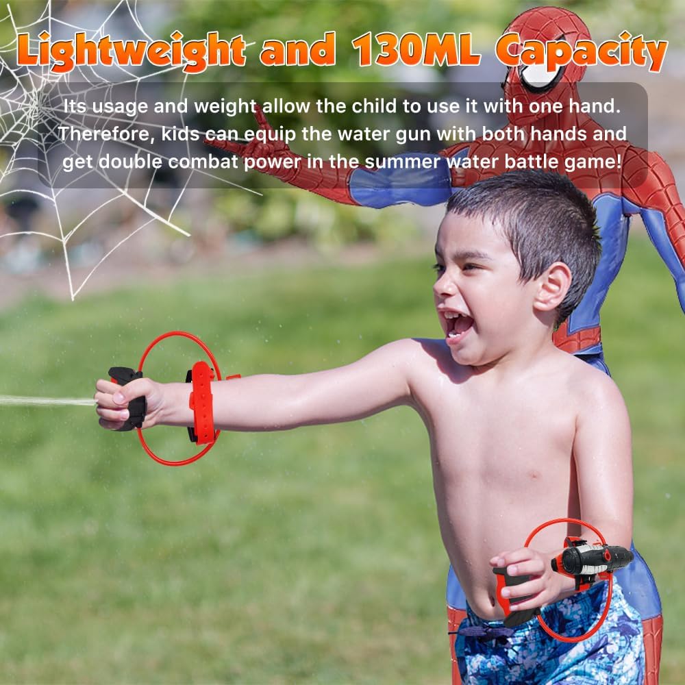 Water Guns, Spider Web Shooters Toy, Superhero Squirt Guns, Summer Outdoor Toys for Kids, Wrist Water Sprayer Toy with Glove, Backyard Fun Gift for Kids Outside