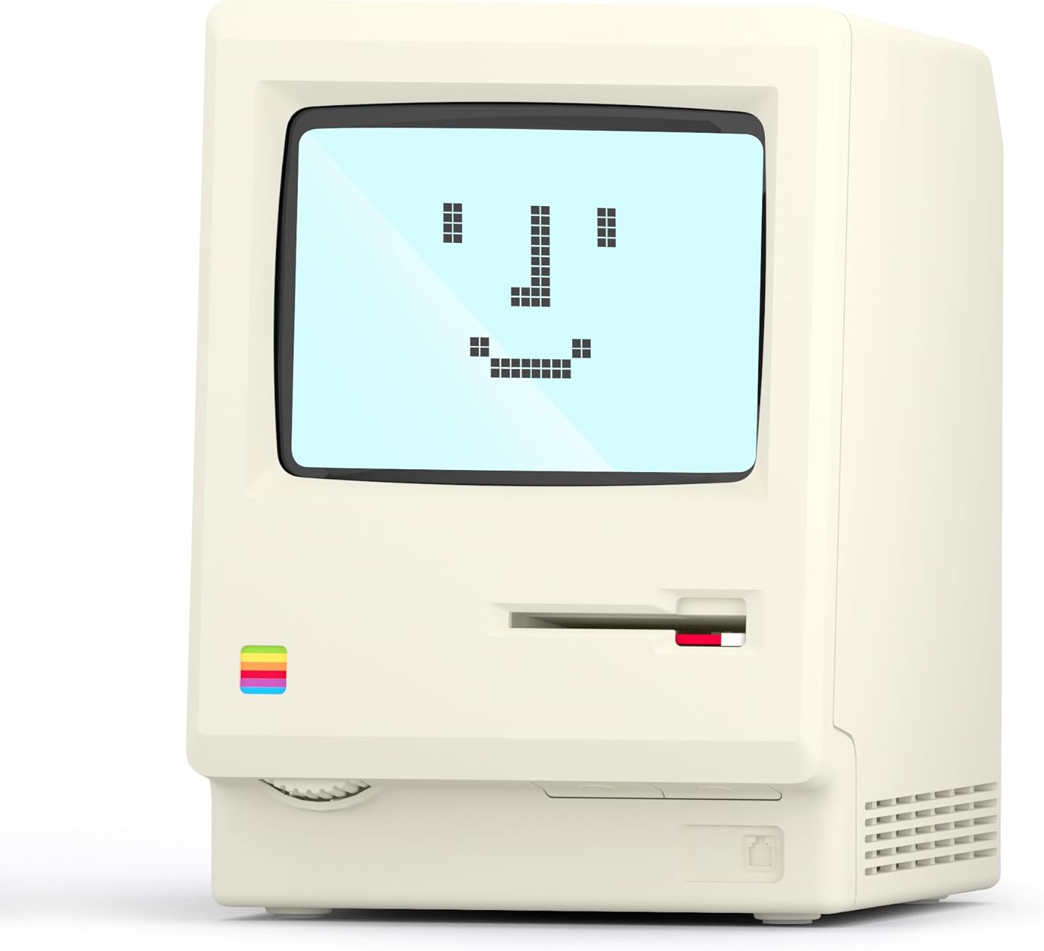 UNEEDE Maclock Retro Desk Clock, 1984 W-8 Computer Inspired Pixel Display Rechargeable Desk Clock, Multi-Alarm, Calendar, Temperature, Dimmable, Unique Retro Tech Gift for Office Bedroom Night Light