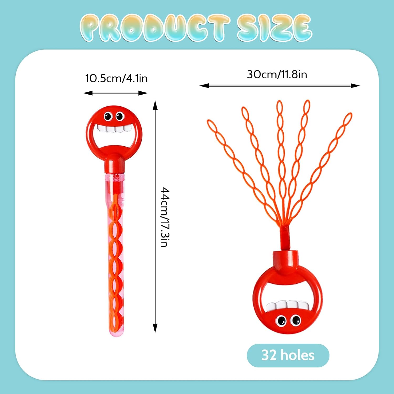 Uneede 32 Hole Smiling Face Bubble Stick, 2024 New Children's Bubble Wand Toy, 5-Claw Bubble Wands for Kids, Bubble Machine for Summer Toy Party Favor, Outdoors Activity