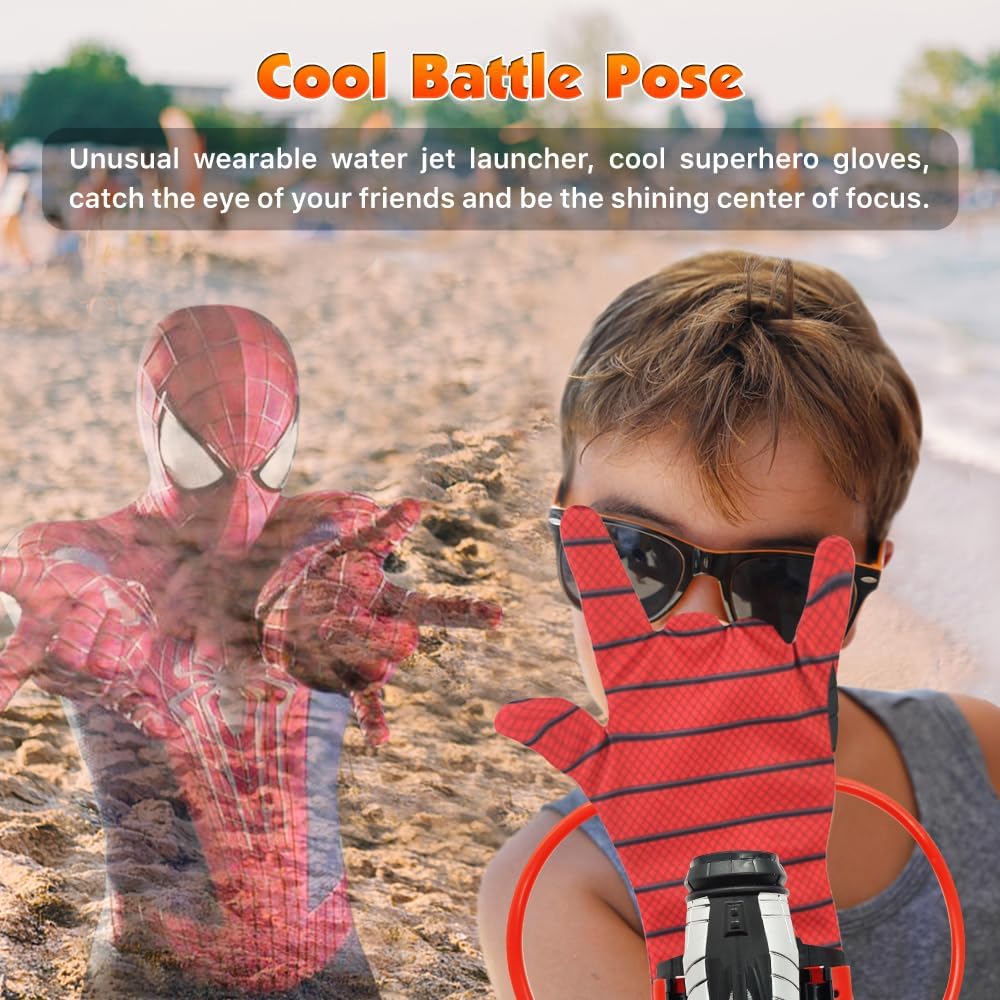 Water Guns, Spider Web Shooters Toy, Superhero Squirt Guns, Summer Outdoor Toys for Kids, Wrist Water Sprayer Toy with Glove, Backyard Fun Gift for Kids Outside