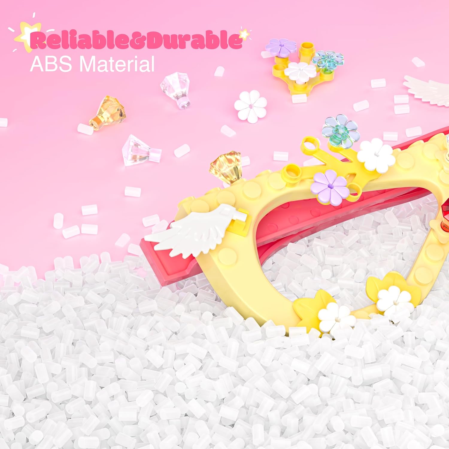 UNEEDE Girls DIY Building Bricks Decorations Building Blocks Sets for Kids STEM Toys Party Favors Birthday Party Supplies Decorations