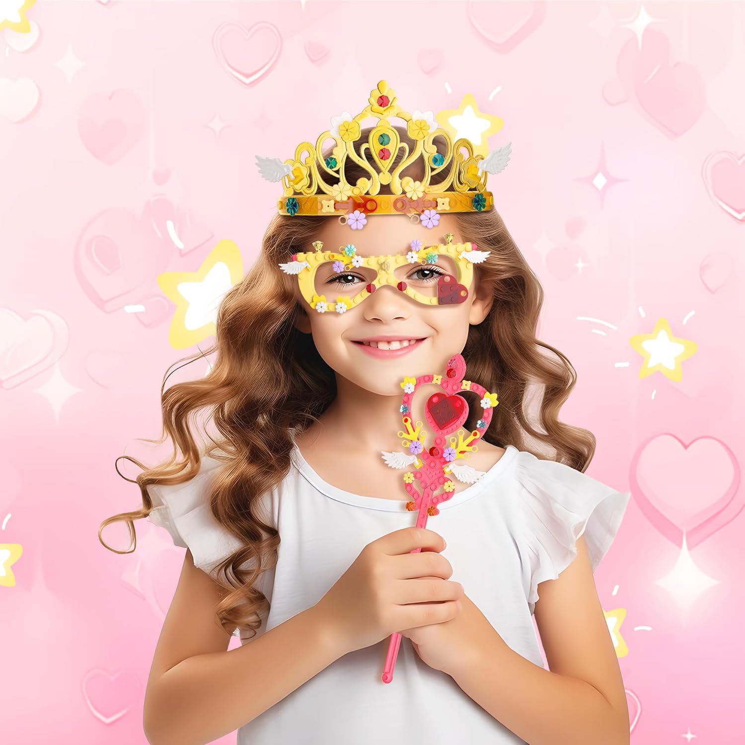 UNEEDE Girls DIY Building Bricks Decorations Building Blocks Sets for Kids STEM Toys Party Favors Birthday Party Supplies Decorations
