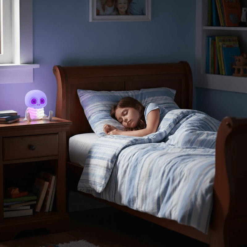 UNEEDE Squishy Skeleton Night Light, Super Cute Skull Silicone Lamp, Funny Ghostly Friend Lamp, Stress-Relief Silicone Body, USB Rechargeable