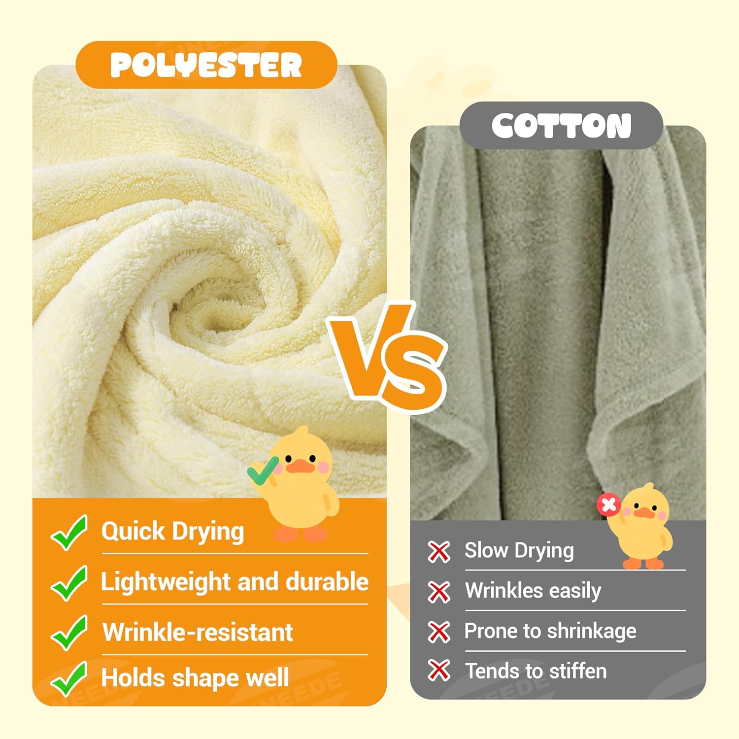 UNEEDE Yellow Duck Bath Hooded Towel for Kids,Extra Soft and Fast Drying Poncho for Toddlers Age 3-10,Kids Beach Hooded Towel Polyester Size 31 x 47 in,Machine Washable Poncho for Bath Beach Pool