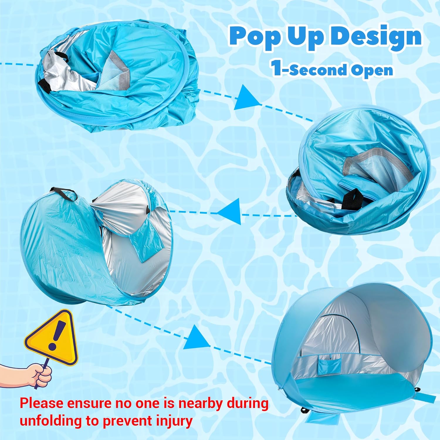 Baby Beach Tent Extra Large Pop Up Baby Tent with UV Protection - Spacious Family Sun Shelter for Parent & Child, Portable Beach Essentials (Blue, 53.1" x 36.6" x 37.4")
