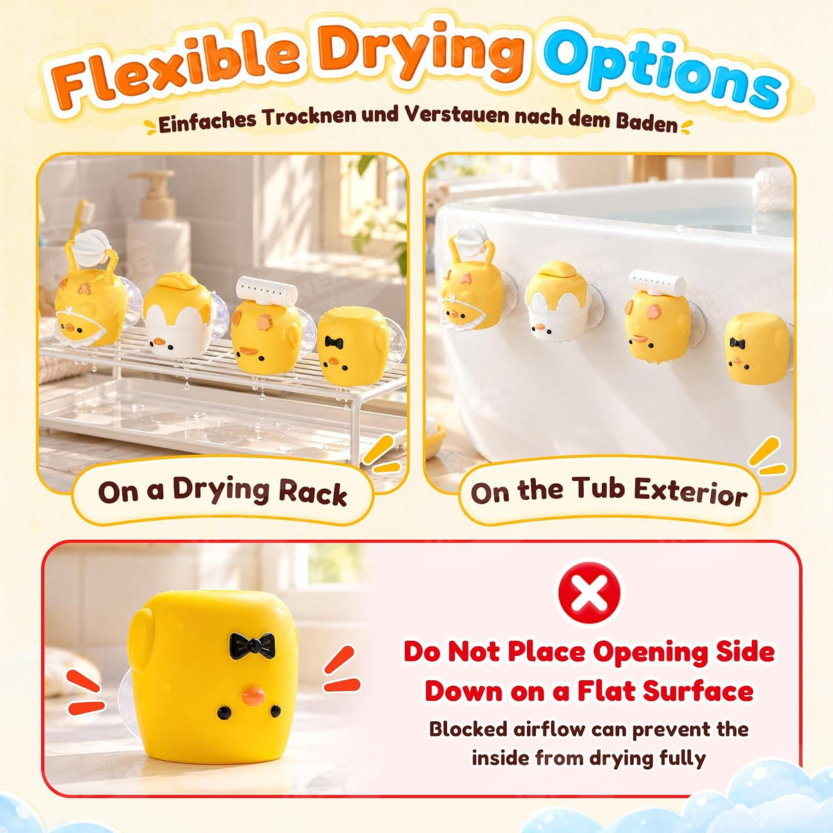 Silicone Bath Pouring Toys for Babies 3+ Months, 4-Piece Animal Set Pour & Play Waterfall Toy Set with Suction Cups, Soft Silicone Bathtub Toys for Infant Toddler