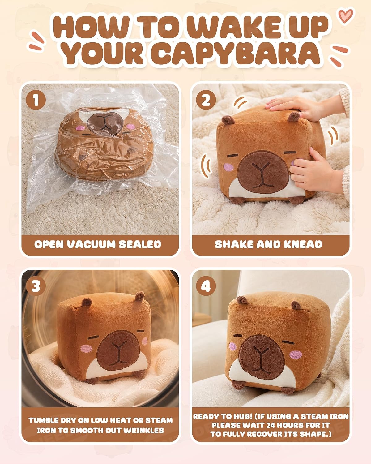Capybara Plush, 7.87-Inch Cute Brown Cube Stuffed Animal for Adults Soft Capybara Plushie for Cozy Nights, Dorm Decor and Desk Setups,Gift for College Students and Plush Lovers