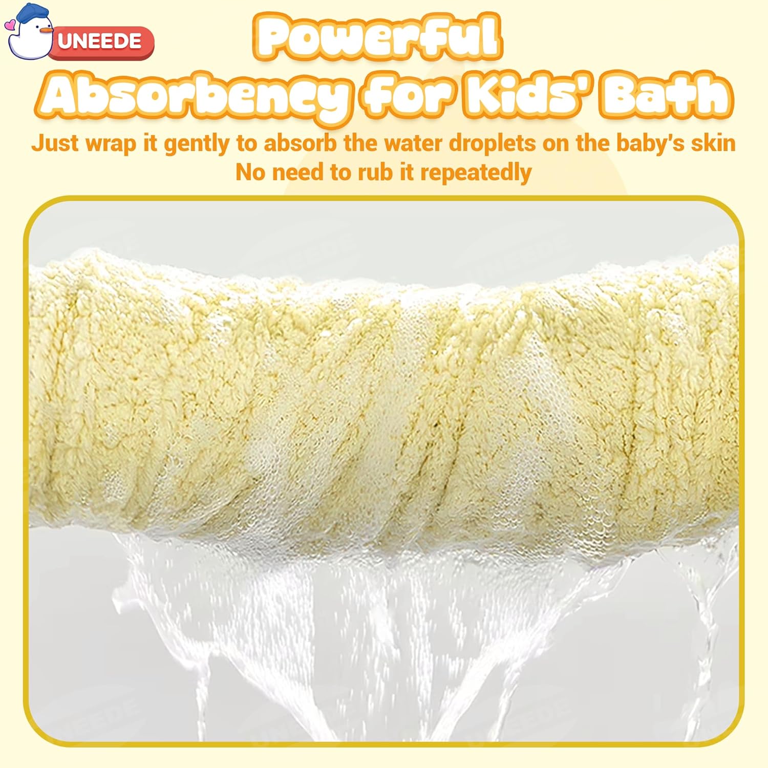 UNEEDE Yellow Duck Bath Hooded Towel for Kids,Extra Soft and Fast Drying Poncho for Toddlers Age 3-10,Kids Beach Hooded Towel Polyester Size 31 x 47 in,Machine Washable Poncho for Bath Beach Pool