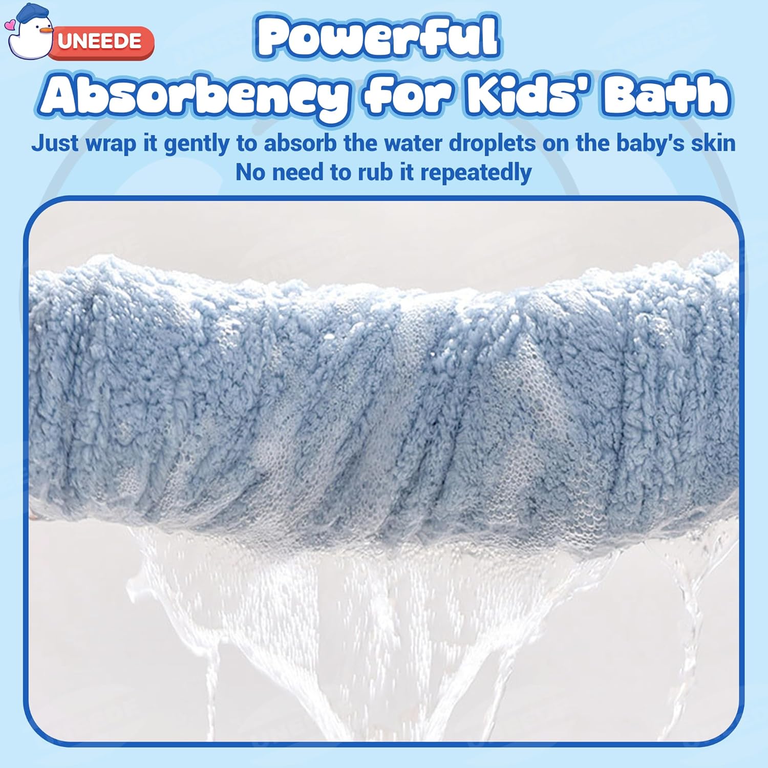 UNEEDE Blue Elephant Bath Hooded Towel for Kids,Extra Soft and Fast Drying Poncho for Toddlers Age 3-10,Kids Beach Hooded Towel Polyester Size 31 x 47 in,Machine Washable Poncho for Bath Beach Pool