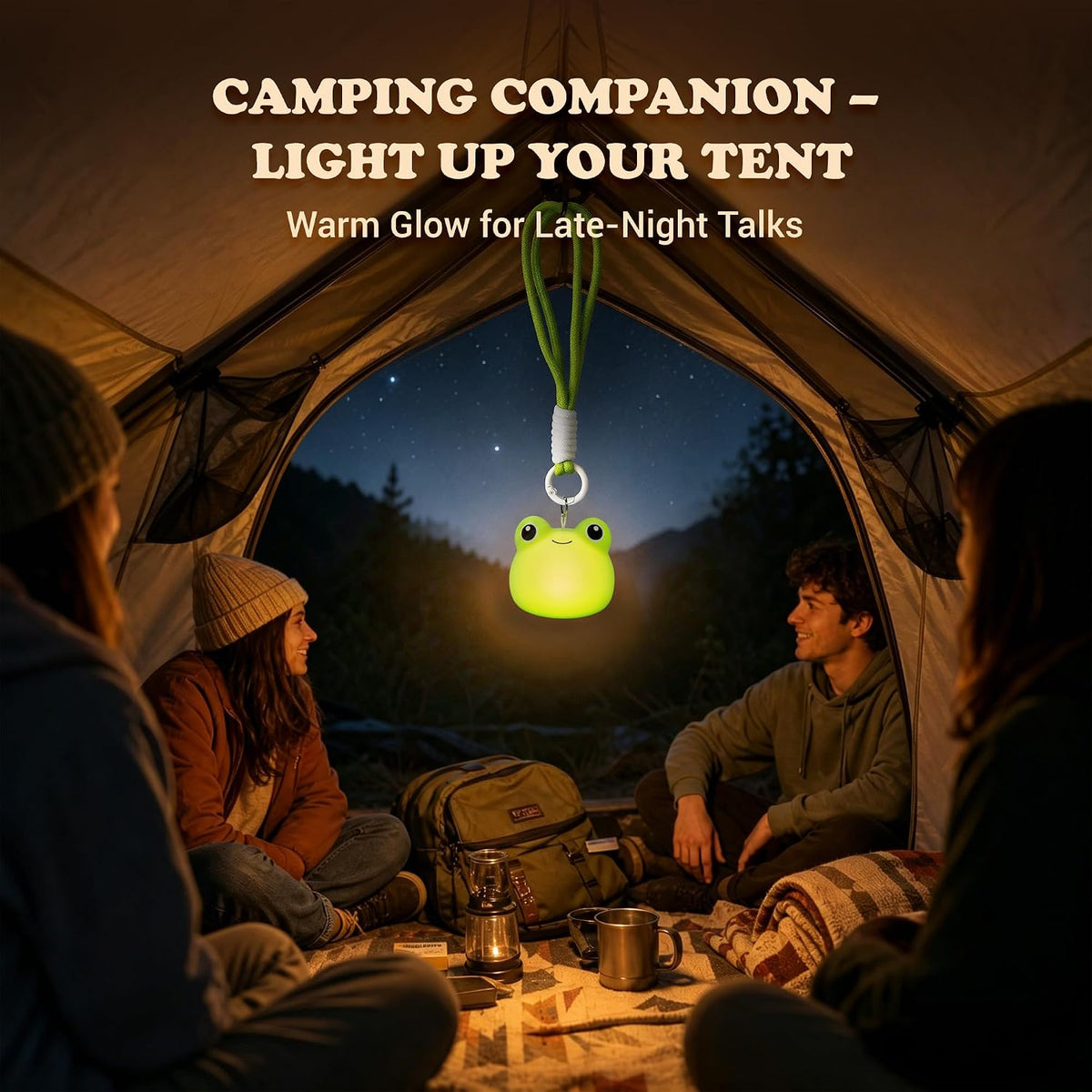 Mini Frog Night Light with Lanyard, 8 Color Changing Rechargeable Portable Mini Kids Night Light , Soft Silicone Cute Lamp for Bedroom & Camping,Gifts