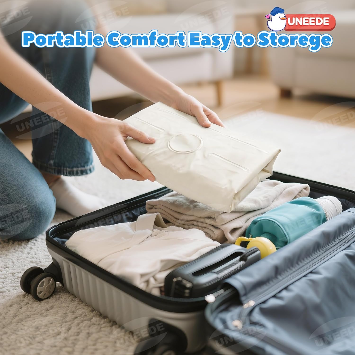 UNEEDE Inflatable Bathtub for Toddlers, Portable Baby Tub with Built-in Air Pump, Anti-Slip Design with Big Drain, Perfect for 0-6 Months Newborn and up, Ideal for Home Travel & Beach