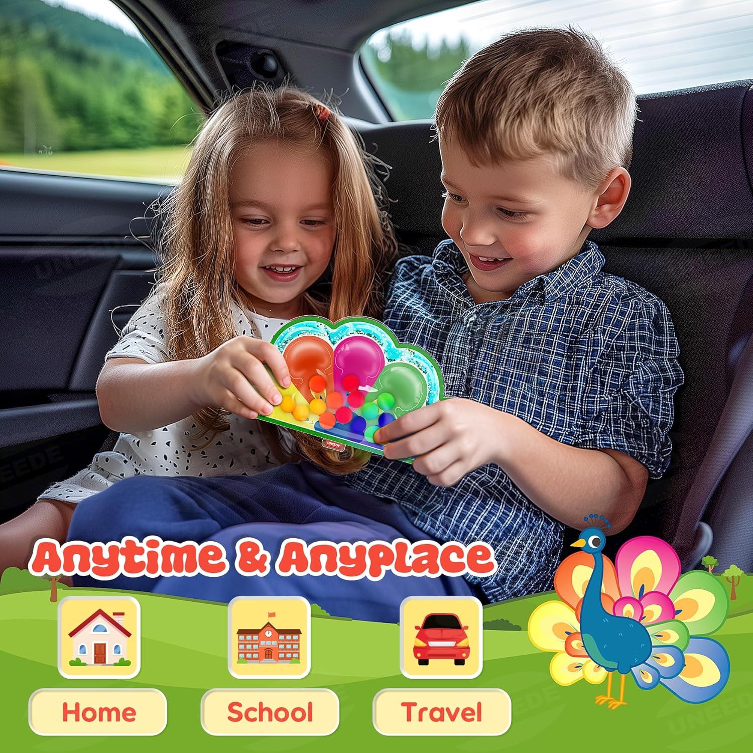 UNEEDE 2 in 1 Color Sorting Sensory Toys,Fine Motor Skills Fidget Toys,Color Matching Toy Toddler Sensory Toys for Kids with Autism Calm Down Corner Supplies Montessori Toys for Kids As