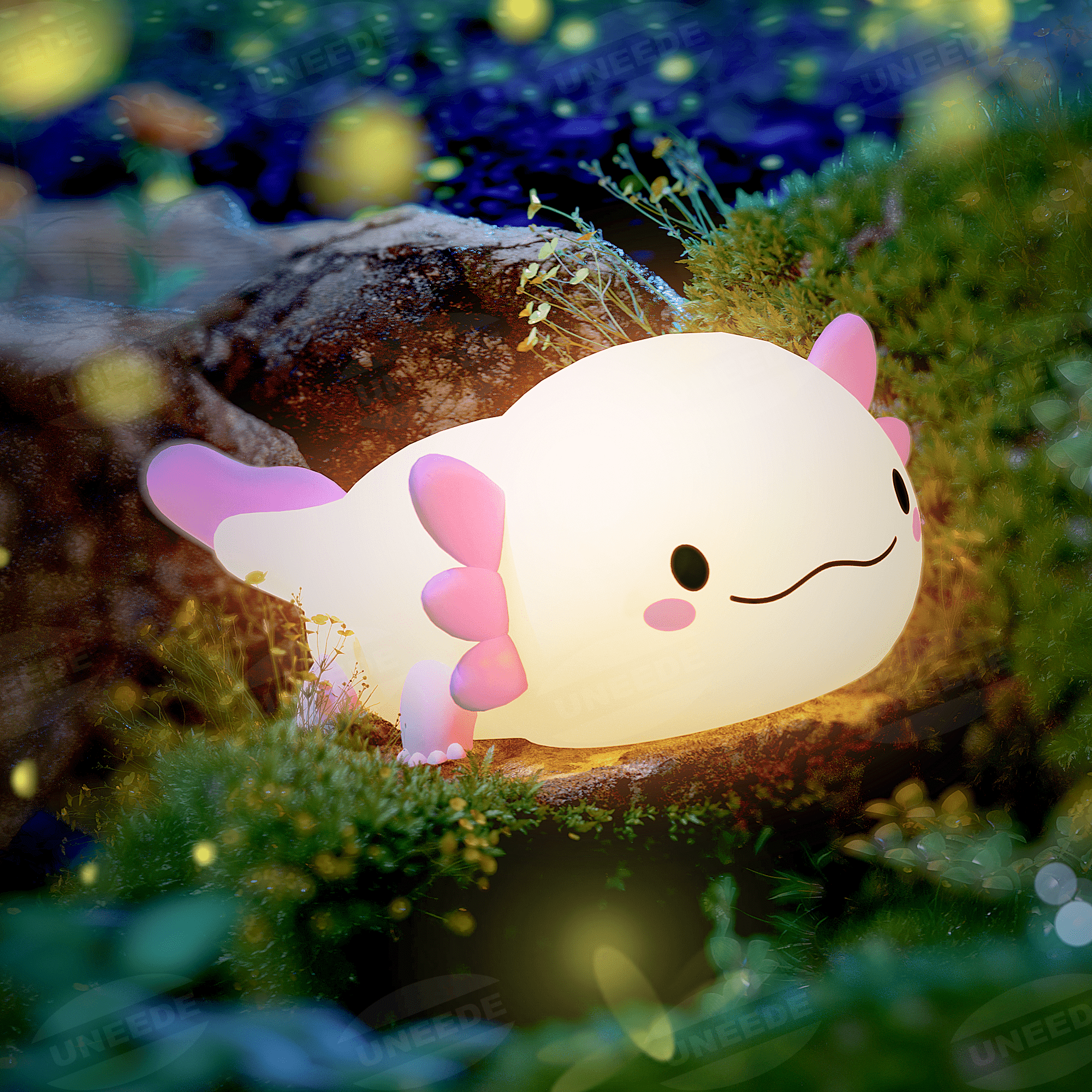 UNEEDE Cute Axolotl Night Light,Axolotl Light,Animal Silicone Nursery Night Lamp,Touch Control Nightlights,USB Rechargeable