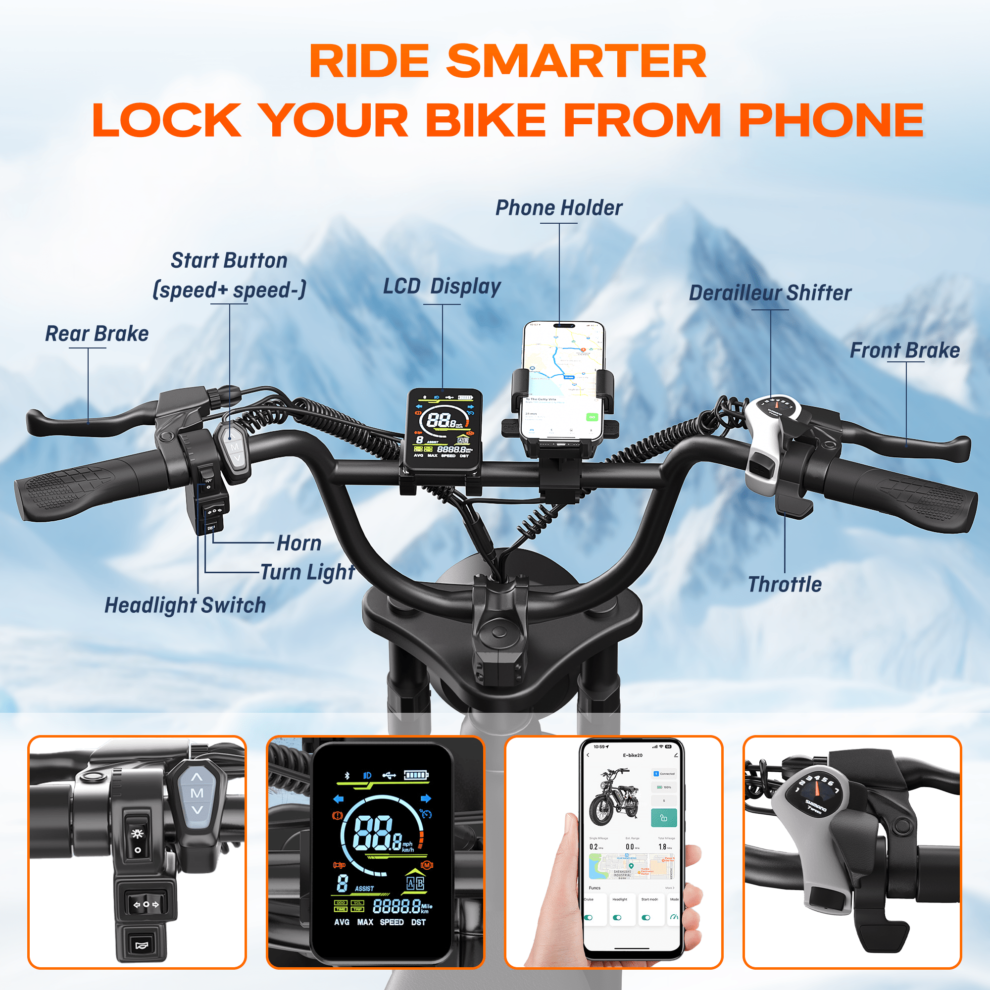 UNEEDE BK20 Fat Tire Electric Dirt Bike for Adults 48V 18AH Battery 1500W Brushless Motor-US