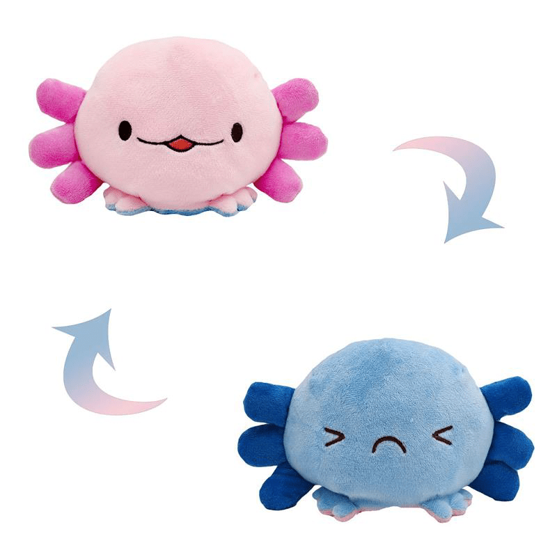 Uneede Reversible Axolotl Plushie Pink&Blue Cute Sensory Fidget Stuffed Animals That Show Your Mood 4 inch