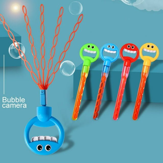 Uneede 32 Hole Smiling Face Bubble Stick, 2024 New Children's Bubble Wand Toy, 5-Claw Bubble Wands for Kids, Bubble Machine for Summer Toy Party Favor, Outdoors Activity