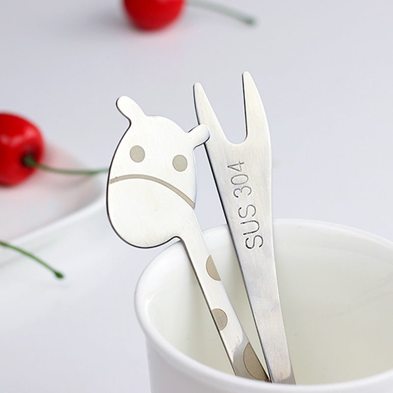 Stainless Steel Cartoon Giraffe Fruit Fork
