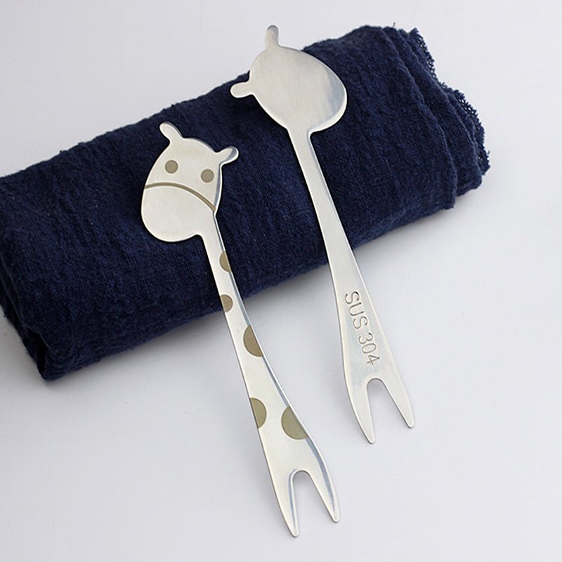 Stainless Steel Cartoon Giraffe Fruit Fork