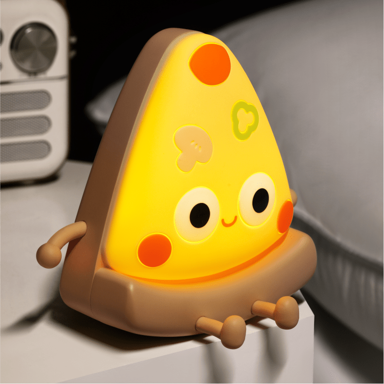 UNEEDE Cute Pizza Night Light Soft Silicone Pizza LED Lamp