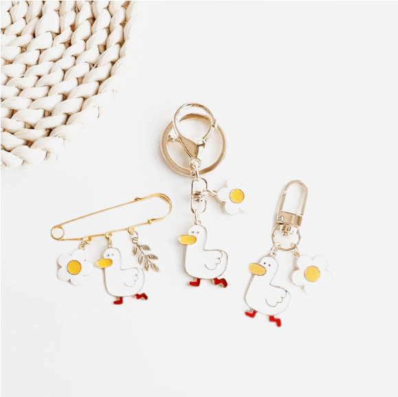 Cute Duck Keychain and Pin, Couple Accessories UNEEDE