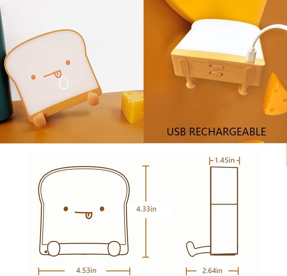 UNEEDE Cute Night Light Bread Night Light, Toast Night Light