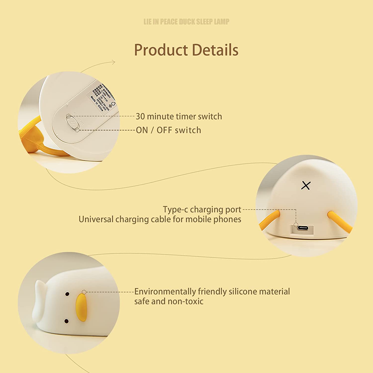 UNEEDE Benson Lying Flat Existential Crisis Duck Night Light Lazy Duck Light Sad Duck Night Light