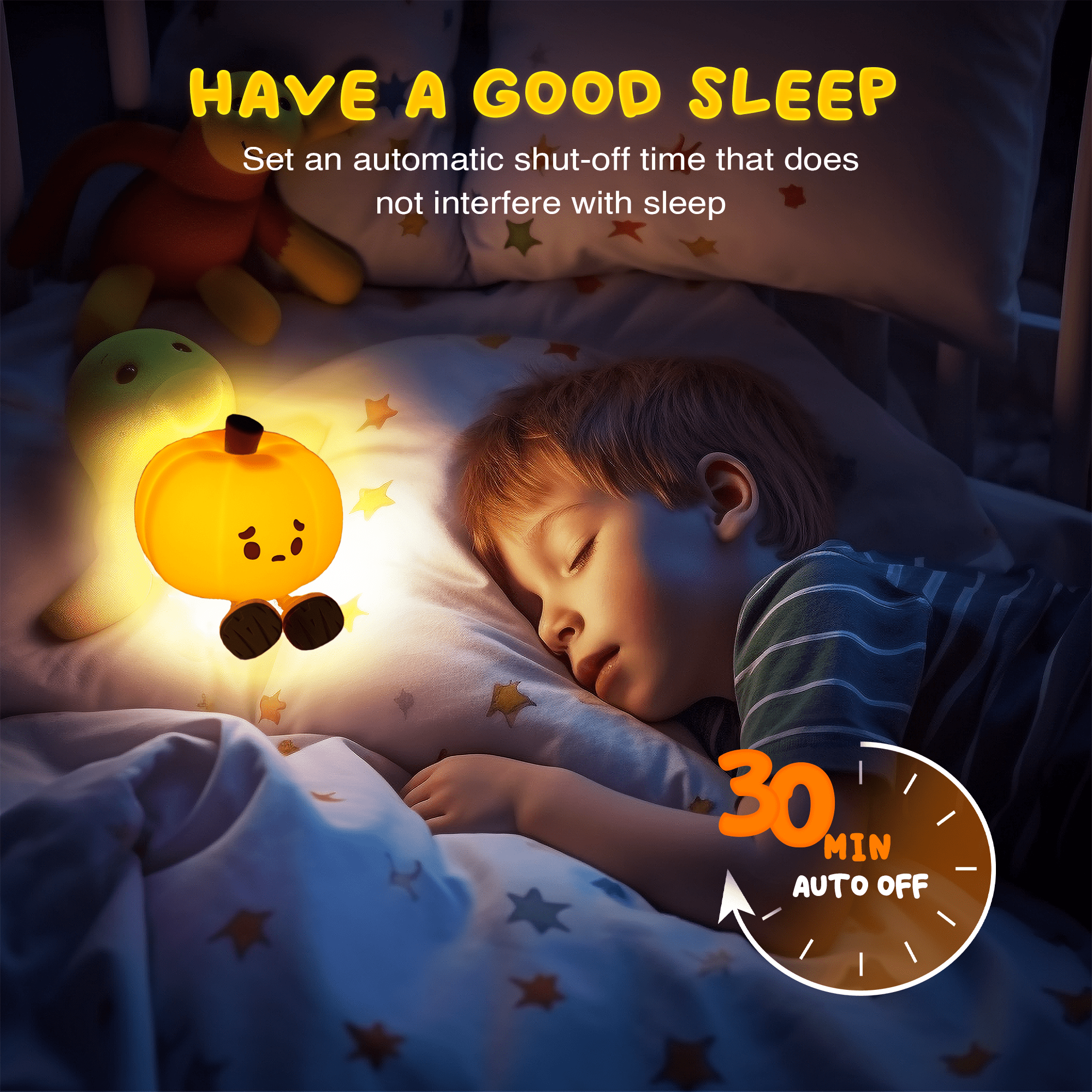 UNEEDE LED Cute Pumpkins Night Light, Cute Halloween Silicone Nursery Night Light Rechargeable Table Lamp Bedside Lamp with Touch Sensor for Bedrooms, Living Room