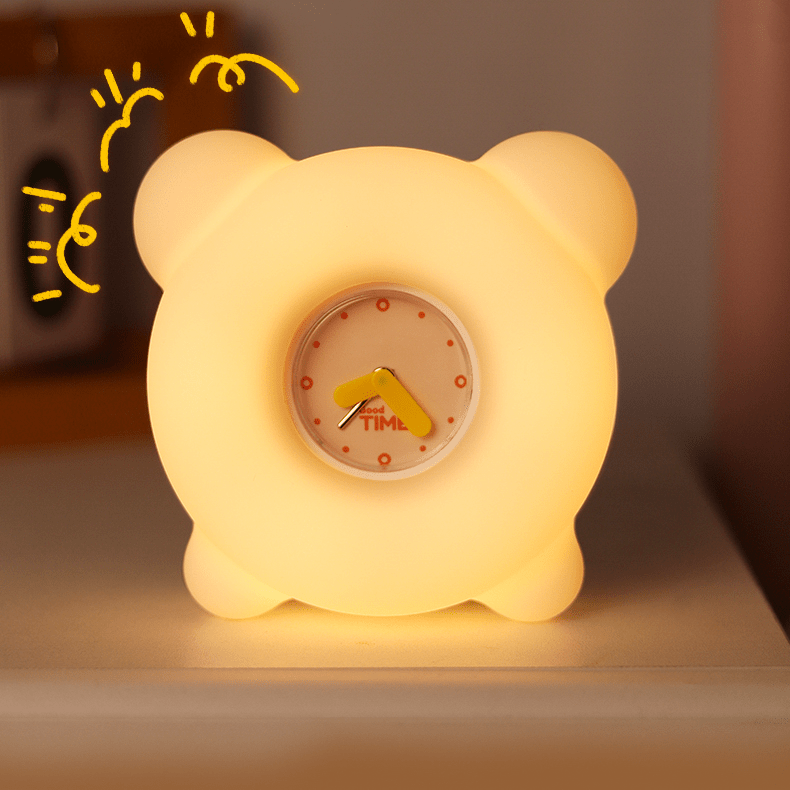 UNEEDE Alarm Clock Night Light,Dual-Function Soft Glow Alarm Clock Lamp for Modern Bedside Decor
