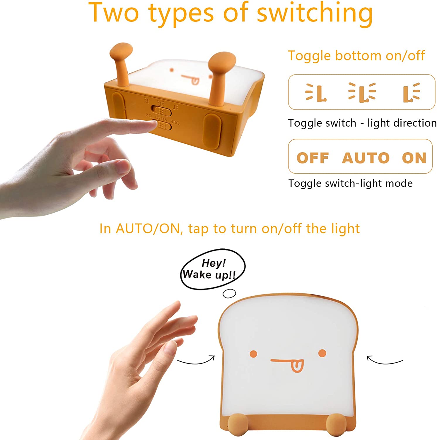 UNEEDE Cute Night Light Bread Night Light, Toast Night Light