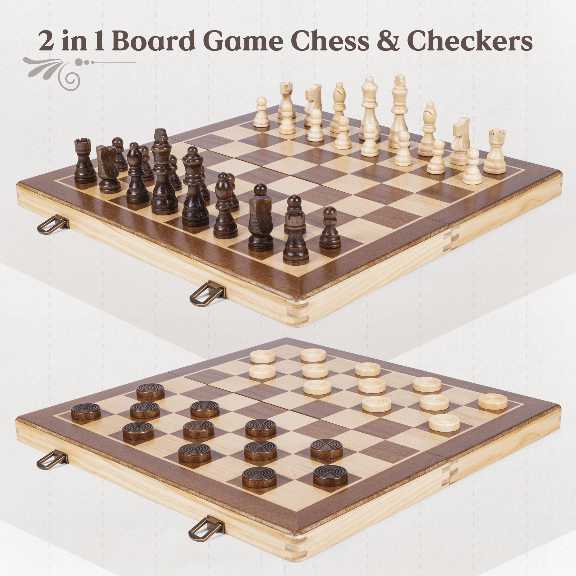 Portable Chess Board Foldable Magnetic Chess Game Board Game Foldable Chess Board Magnetic 2 in 1 Handmade Chess Toy and Gift for Children 39 x 39 cm