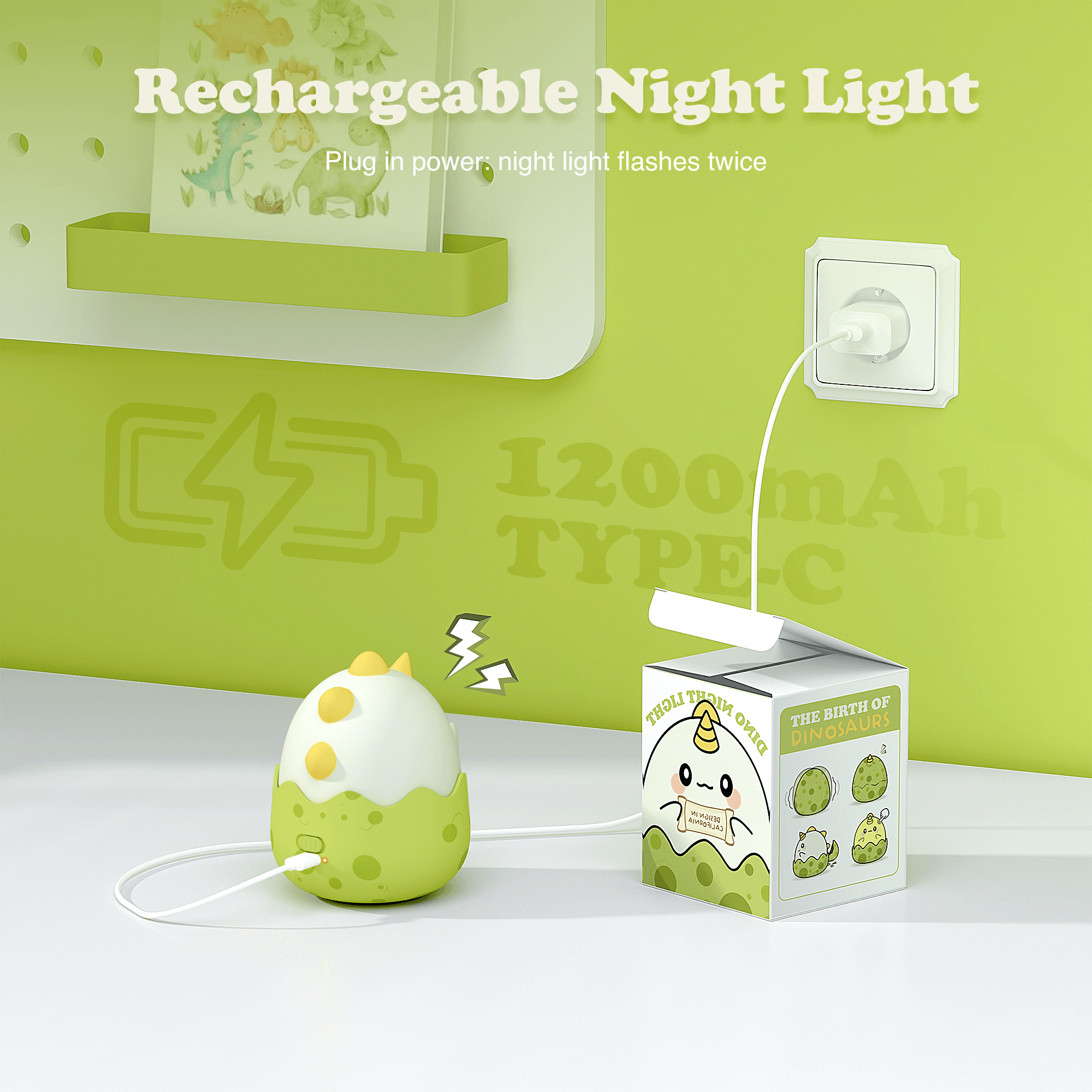 UNEEDE LED Dinosaurs Night Light,Cute Night Light for Kids, Kawaii Lamp for Bedroom Decor,Rechargeable Squishy Lamp with Touch Control for Teen Toddler Children Women Gift