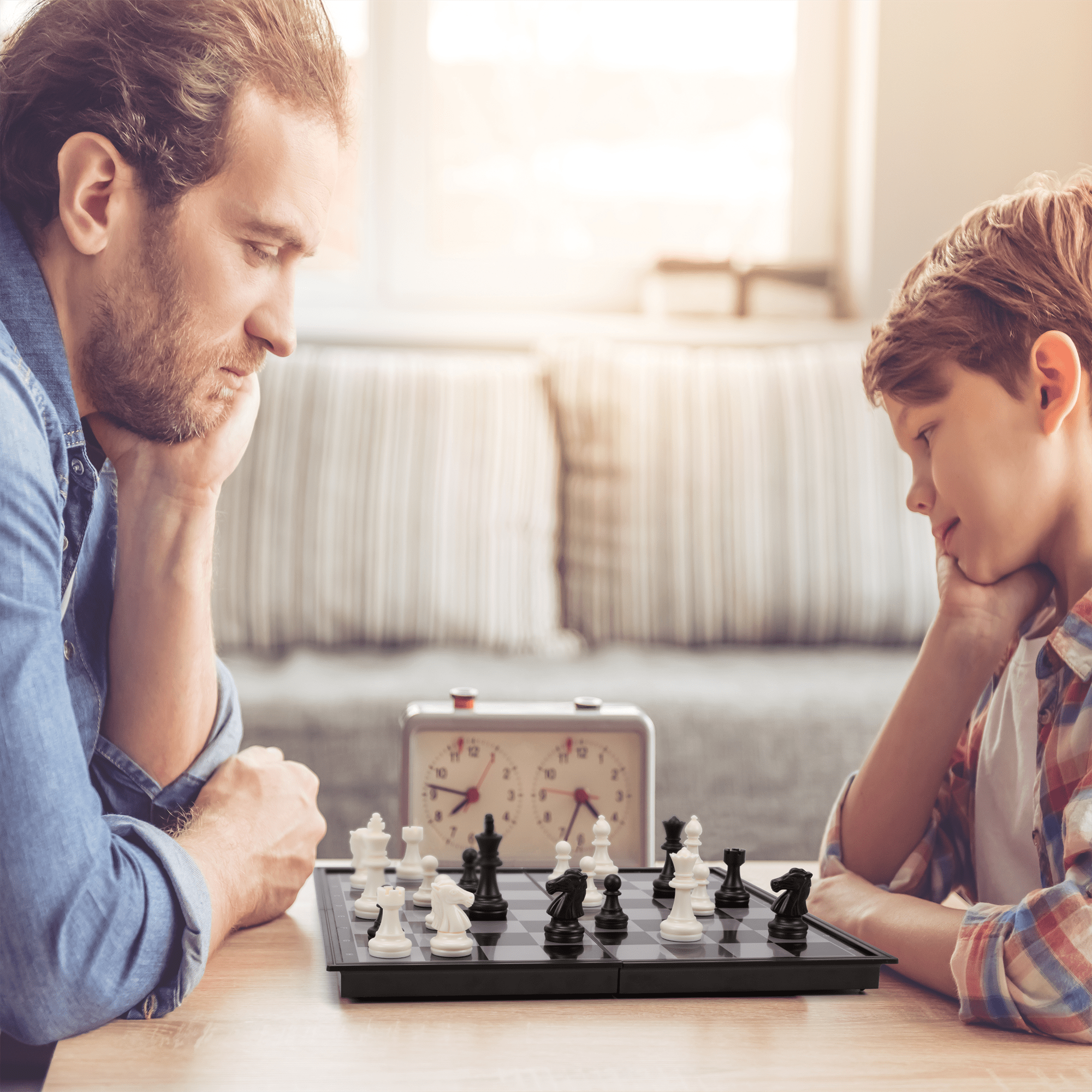 3-in-1 Magnetic Chess Game Educational Game for Kids - Travel Game, Black and White, Black and White