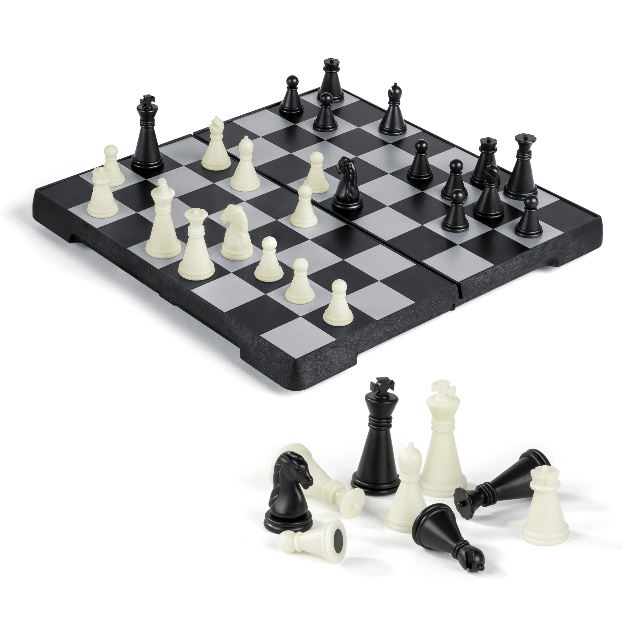 Mini Magnetic Chess Game - Travel Chess Board Foldable Chess Board Chess Travel Chess Magnetic Chess Computer for Children and Adults Travel, Black and White - (16 cm x 16 cm)