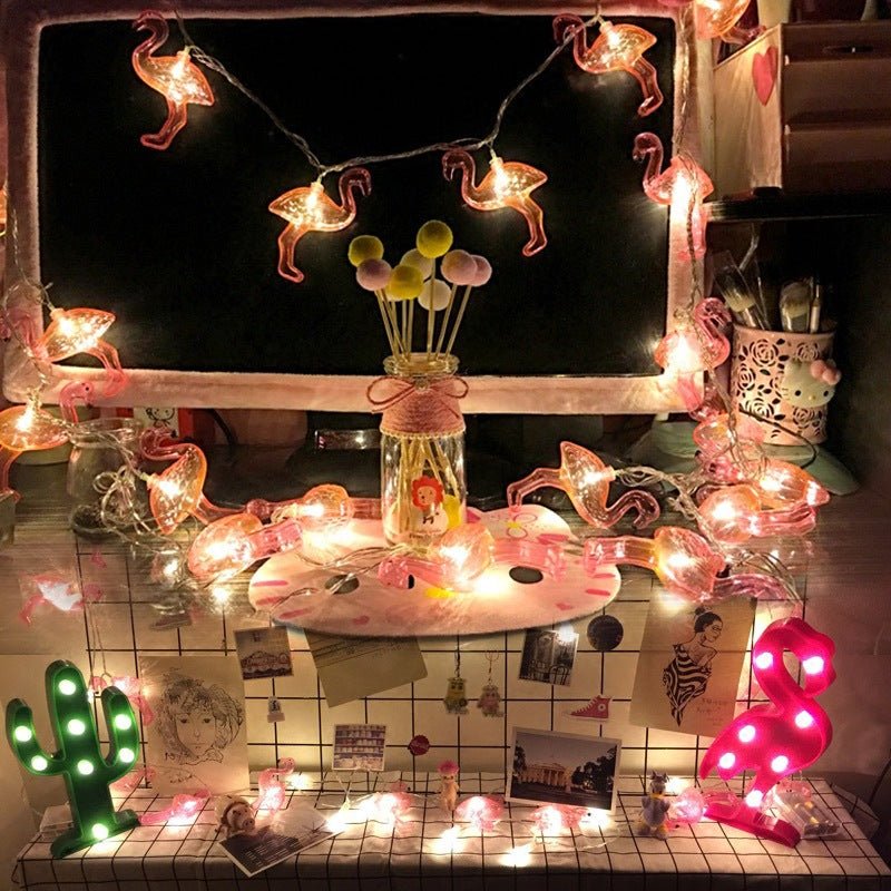 Flamingo String Lights Cute Room Decoration Lights, AA battery