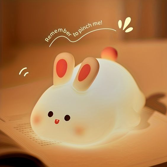 UNEEDE Rabbit Night Light for Kids,Cute Silicone Baby lamp, Dimmable Light up Bunny, Nursery Night lamp,Rechargeable Bunny Nightlight, Bedside Lamp for Breastfeeding