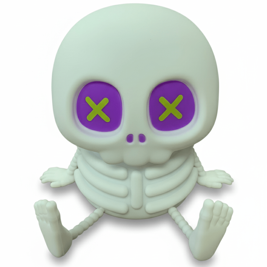 UNEEDE Squishy Skeleton Night Light, Super Cute Skull Silicone Lamp, Funny Ghostly Friend Lamp, Stress-Relief Silicone Body, USB Rechargeable