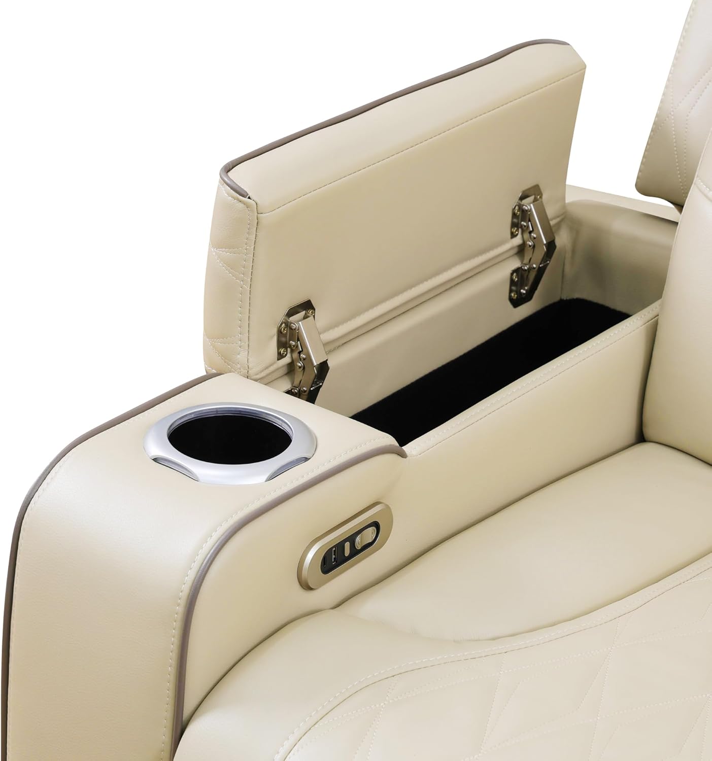UNEEDE Recliner Chair with Storage, Breathable Leather Reclining Chair Couch with Cup Holder Comfy Armrest Backrest, Adjustable Angle Ergonomic Design for Living Room Bedroom RV Beige