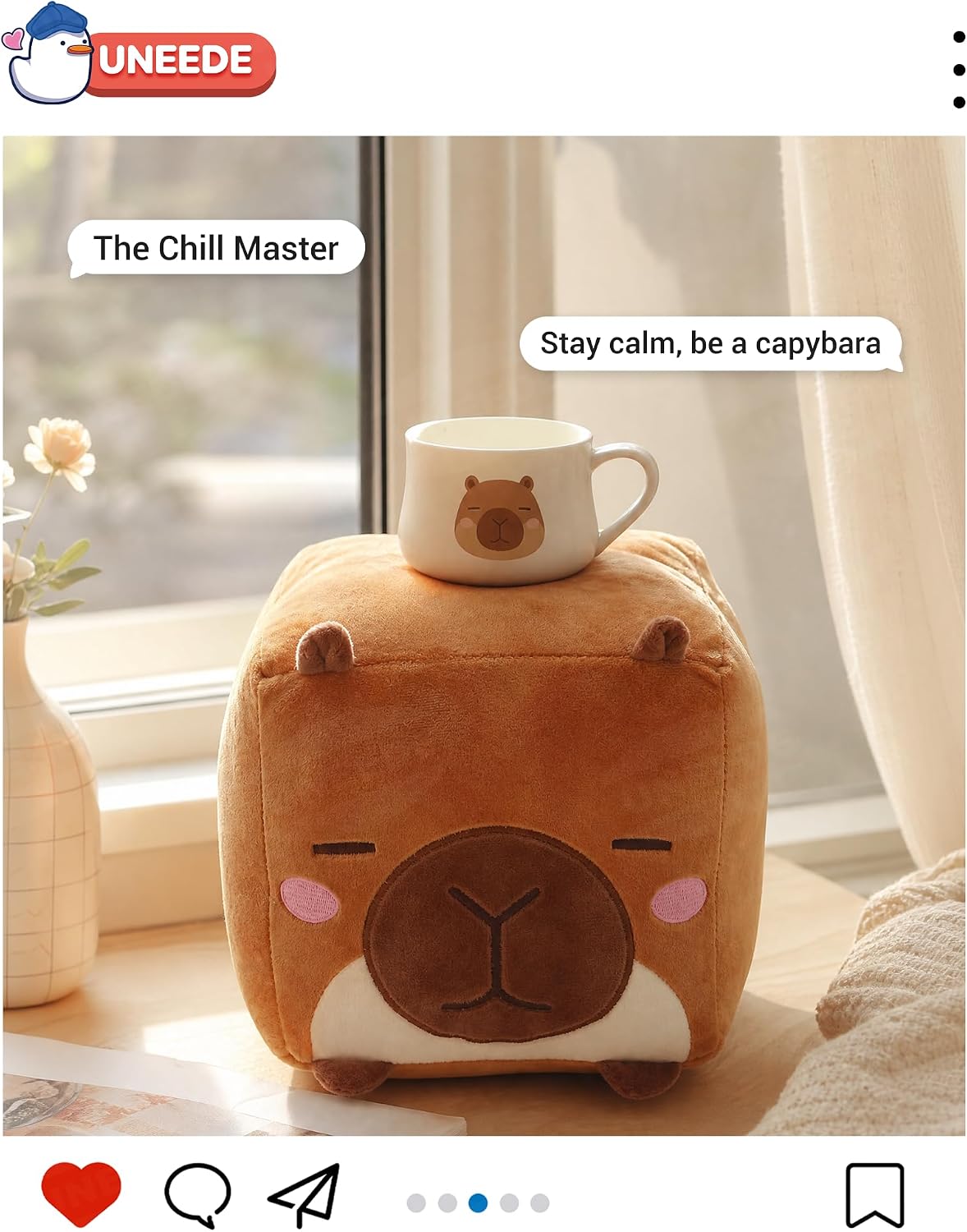 Capybara Plush, 7.87-Inch Cute Brown Cube Stuffed Animal for Adults Soft Capybara Plushie for Cozy Nights, Dorm Decor and Desk Setups,Gift for College Students and Plush Lovers