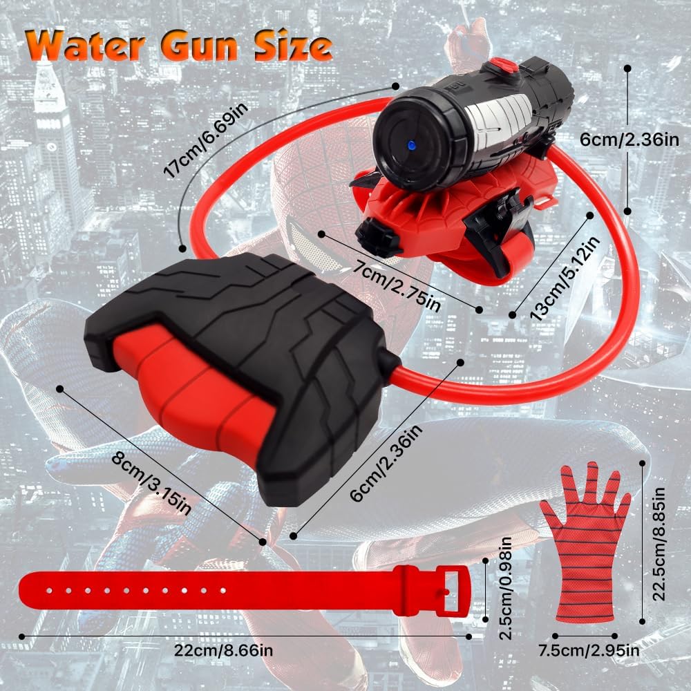 Water Guns, Spider Web Shooters Toy, Superhero Squirt Guns, Summer Outdoor Toys for Kids, Wrist Water Sprayer Toy with Glove, Backyard Fun Gift for Kids Outside