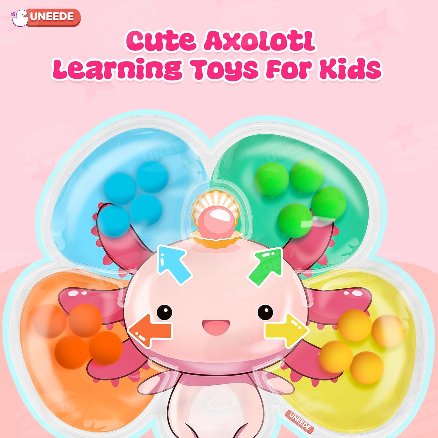 UNEEDE Axolotl Color Sorting Sensory Toys for Toddlers, Squishy Fidget Toys for Toddlers, Fine Motor Toys for Autistic Kids, Preschool Learning Activities Calm Down Montessori Toys