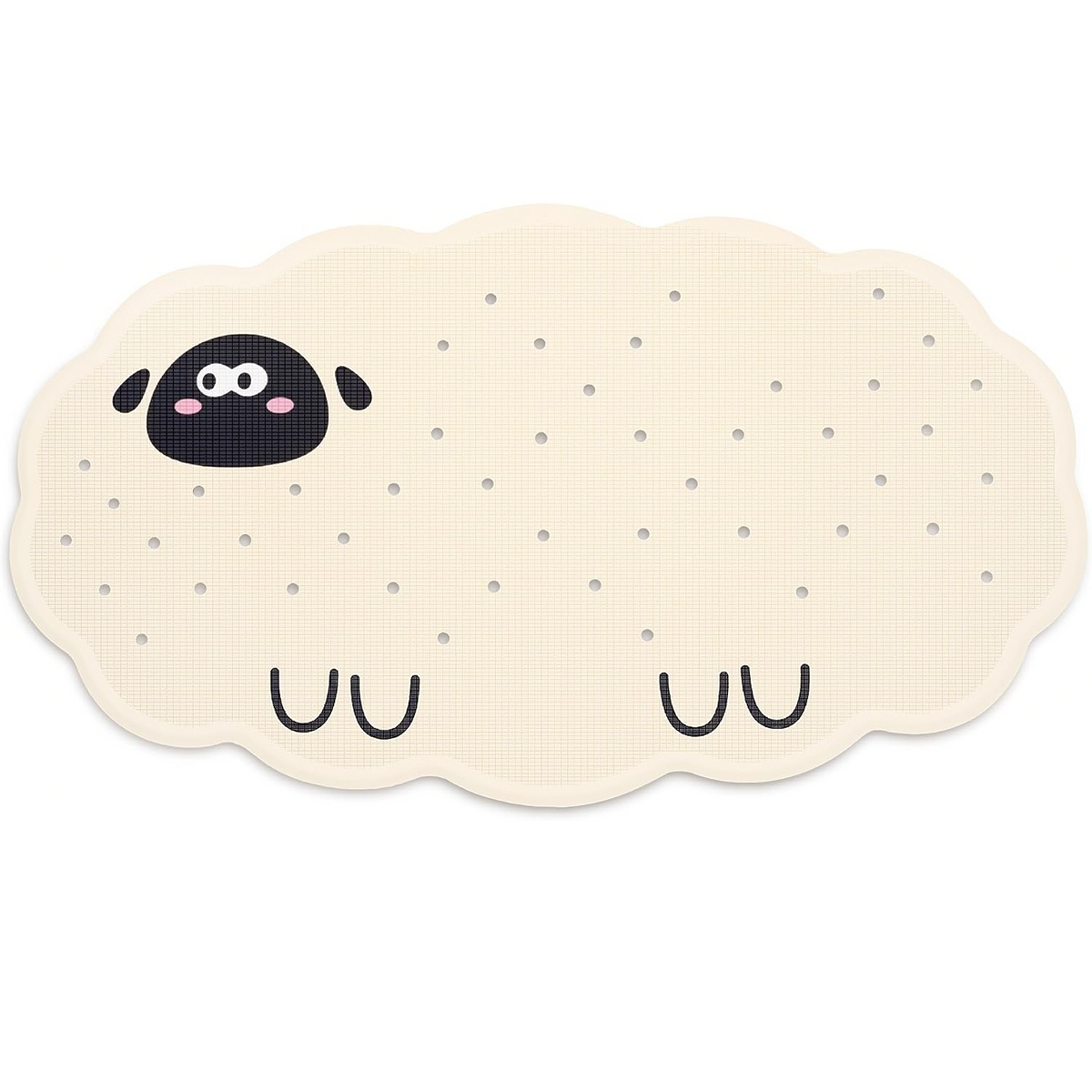 Non Slip Bathtub Mat for Kids Natural Rubber Toddler Bath Mat with 113 Suction Cups and 46 Drainage Holes, Machine Washable Bath Essential, 27.5x15.7 Beige
