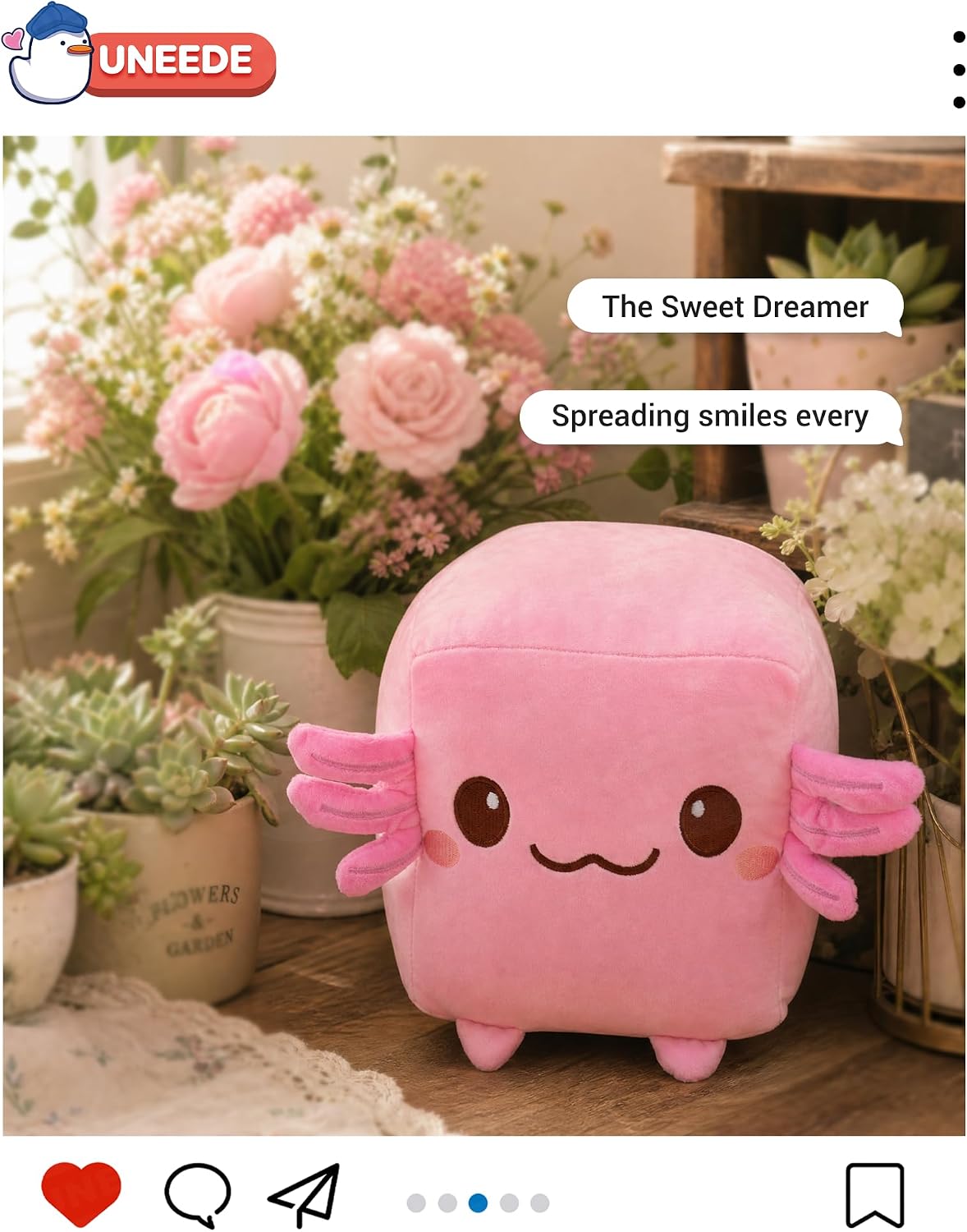 Axolotl Plush, 7.87-Inch Cute Pink Cube Stuffed Animal for Adults Soft Axolotl Soft Toy for Cosy Nights, Dorm Decor and Desk Setups,Gift for University Students and Soft Toy Lovers