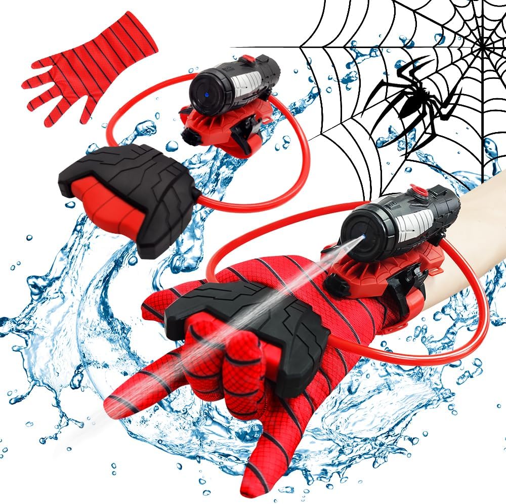 Water Guns, Spider Web Shooters Toy, Superhero Squirt Guns, Summer Outdoor Toys for Kids, Wrist Water Sprayer Toy with Glove, Backyard Fun Gift for Kids Outside