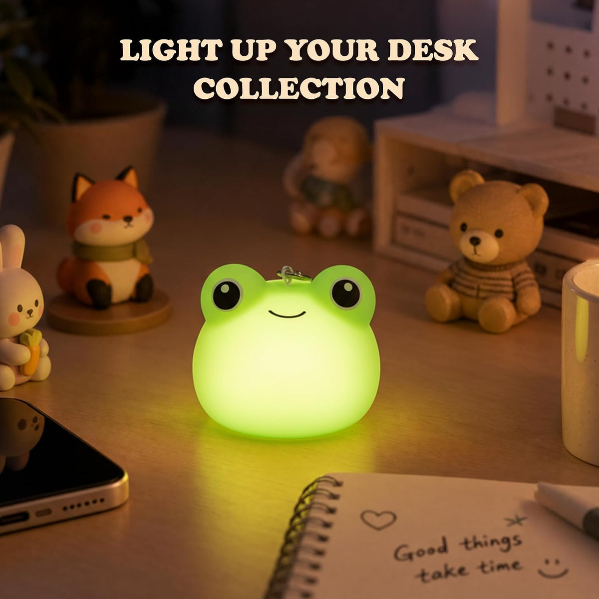 Mini Frog Night Light with Lanyard, 8 Color Changing Rechargeable Portable Mini Kids Night Light , Soft Silicone Cute Lamp for Bedroom & Camping,Gifts