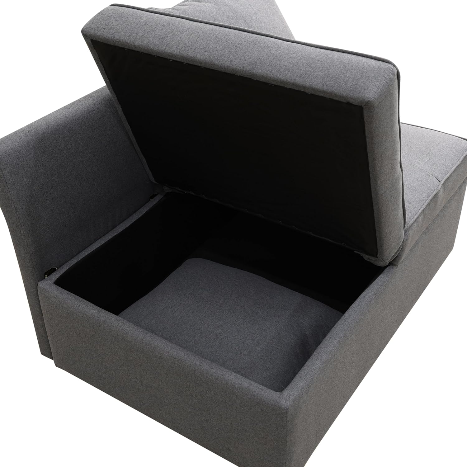 UNEEDE Convertible Loveseat Sofa Bed with Storage Ottoman, 2 Pillows & Adjustable Backrest - Grey Sackcloth 2-Seater Sleeper for Small Spaces, Living Room, Dorm, Office (Pink)