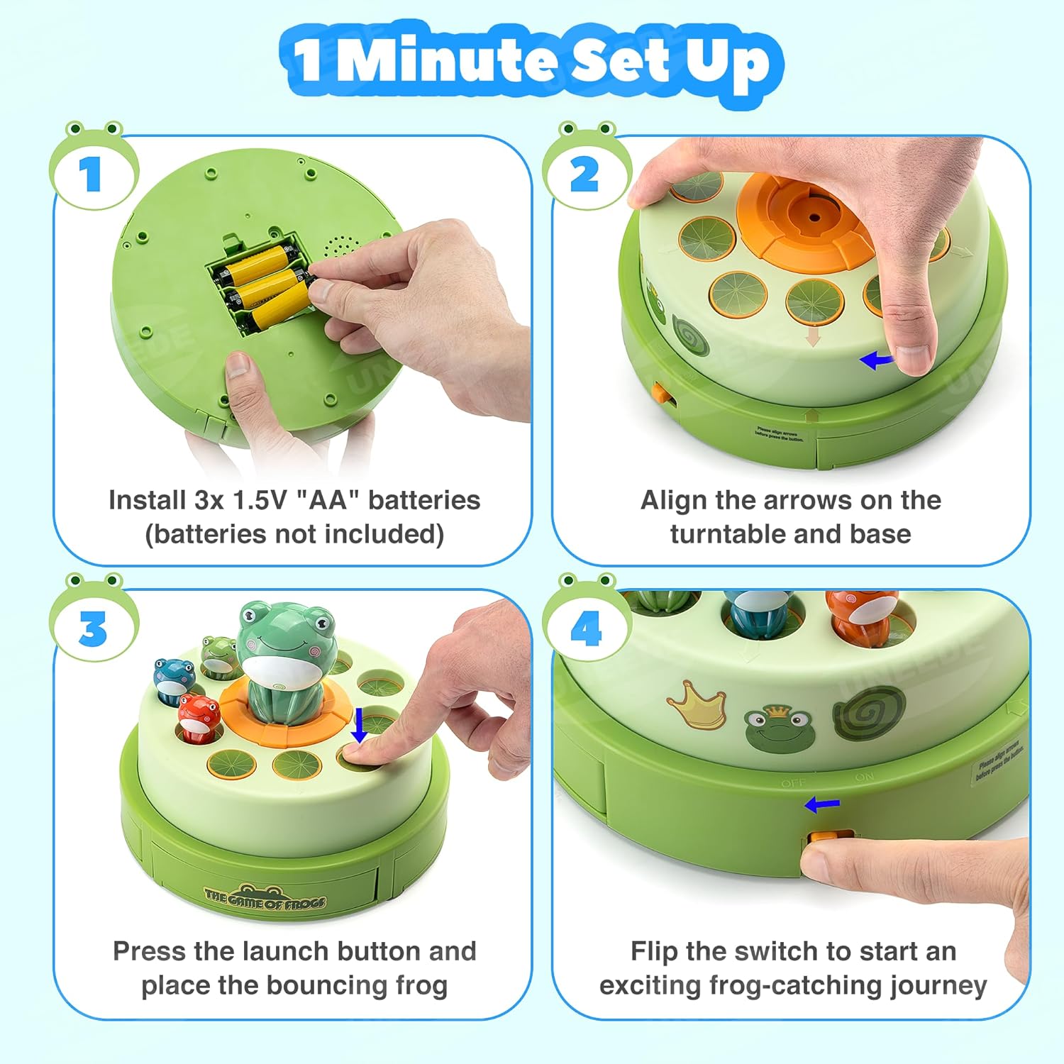 UNEEDE Frog Bounce and Catch Game Toys Duck Catching Game,Popping Board Games for Kids Age 4-6,Frog Pop Up Game,Catching Music Games for Kids 4-8 8-12,Family Game Toy for 5-7 Boys Girls, for Toddlers 3-5