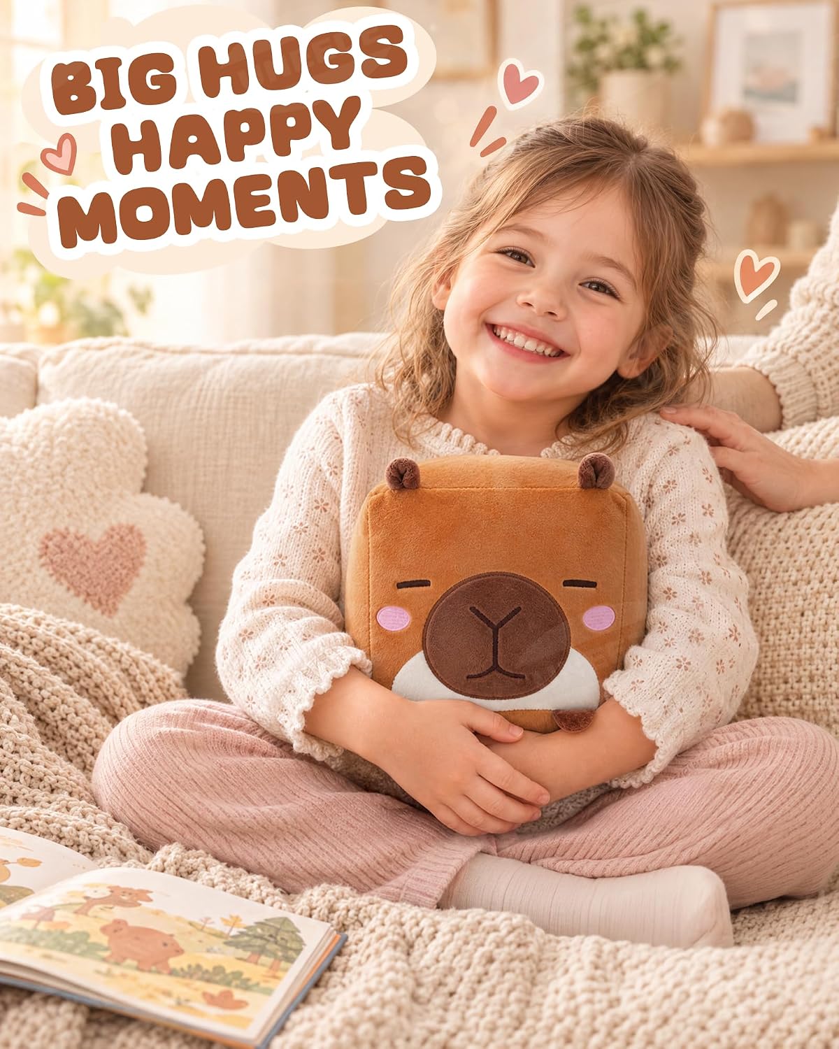 Capybara Plush, 7.87-Inch Cute Brown Cube Stuffed Animal for Adults Soft Capybara Plushie for Cozy Nights, Dorm Decor and Desk Setups,Gift for College Students and Plush Lovers