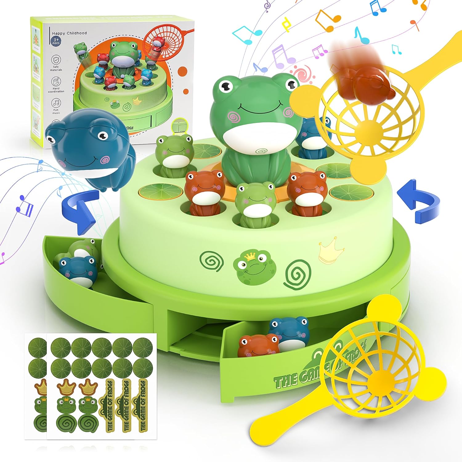 UNEEDE Frog Bounce and Catch Game Toys Duck Catching Game,Popping Board Games for Kids Age 4-6,Frog Pop Up Game,Catching Music Games for Kids 4-8 8-12,Family Game Toy for 5-7 Boys Girls, for Toddlers 3-5